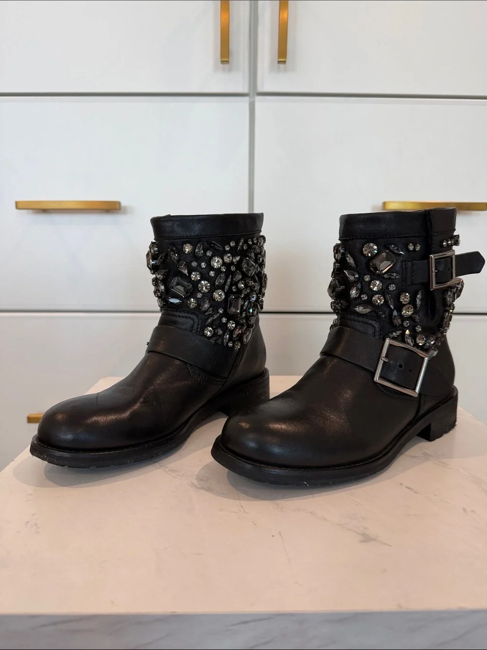 Jimmy Choo Studded Black Leather Women's Ankle Booties
